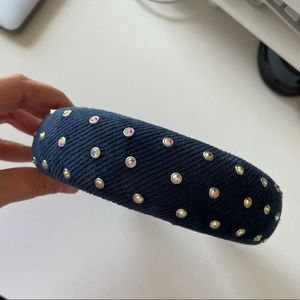 Lele Sadoughi Navy Crystal Studded Headband